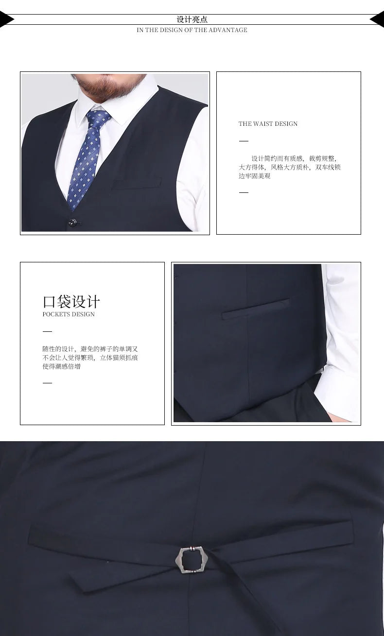 Plus Size Suit Vest for Men Smart Casual Mens Vest Single-breasted Waistcoat for Business Wedding Groomsman Spring Summer Autumn