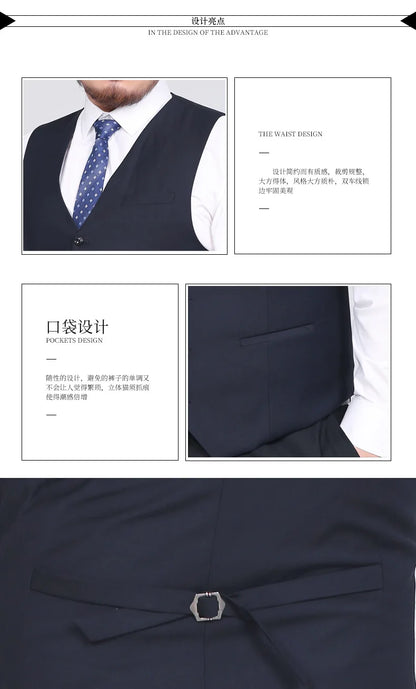 Plus Size Suit Vest for Men Smart Casual Mens Vest Single-breasted Waistcoat for Business Wedding Groomsman Spring Summer Autumn