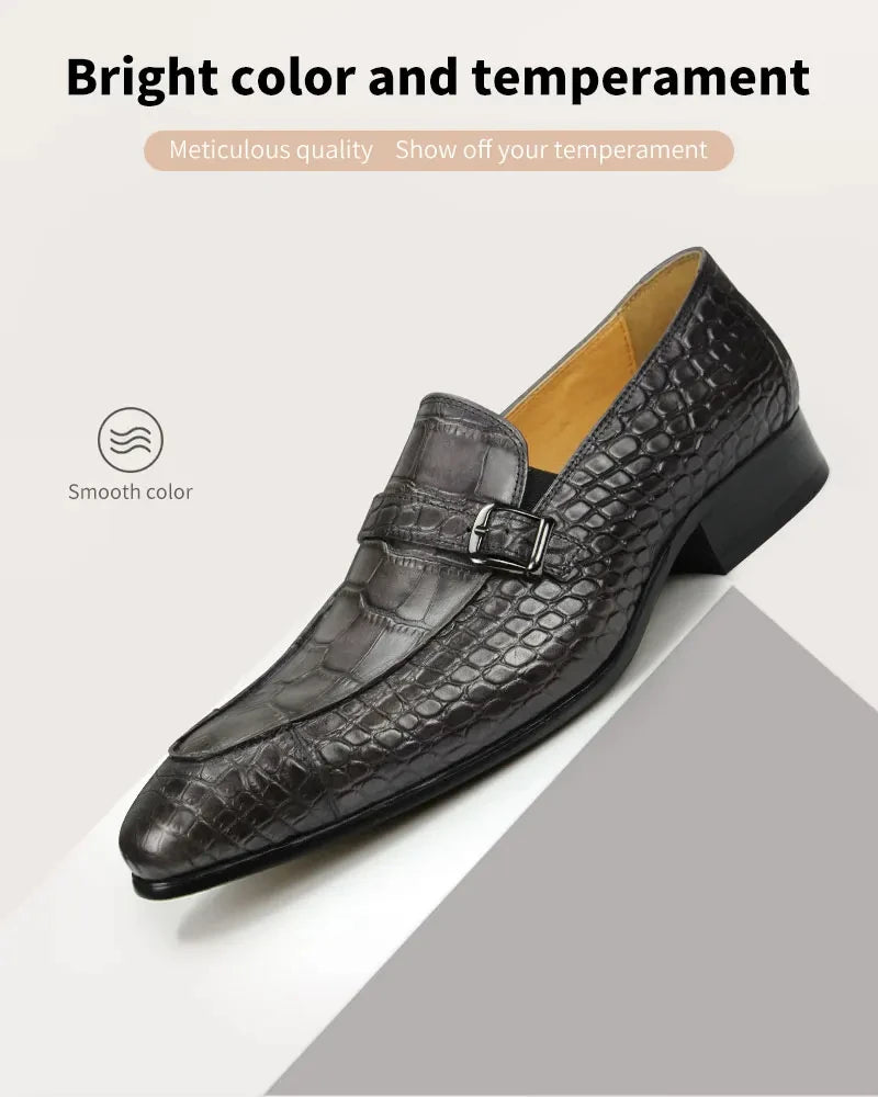 Luxury Genuine Leather Shoe Printing Mens Loafers Handmade High Quality Business Formal Office Casual Shoes Zapatos De Hombre