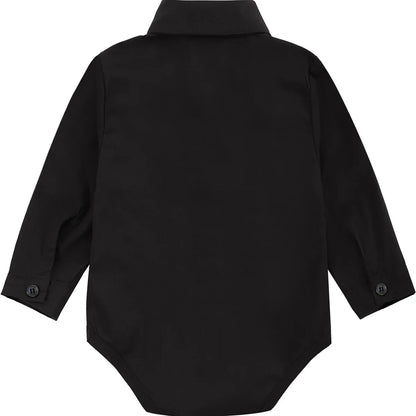Baby Boys Dress Shirt Newborn Baptism Bodysuit Infant Wedding Christening Chritmas Formal One Piece Gentlemen Party Rompers