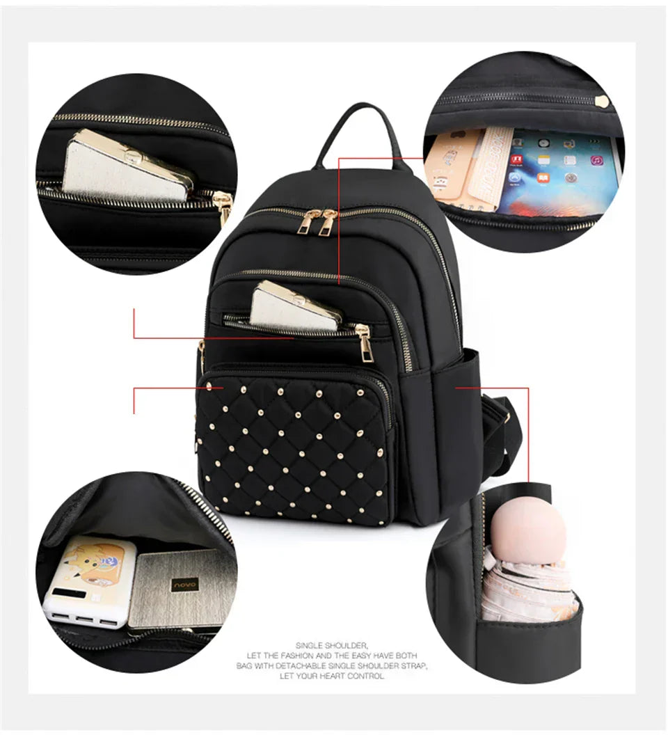 Fashion Bagpack Women High Quality Nylon Backpacks Female Big Travel Back Pack Large School Bags for Teenage Girls Shoulder Bag