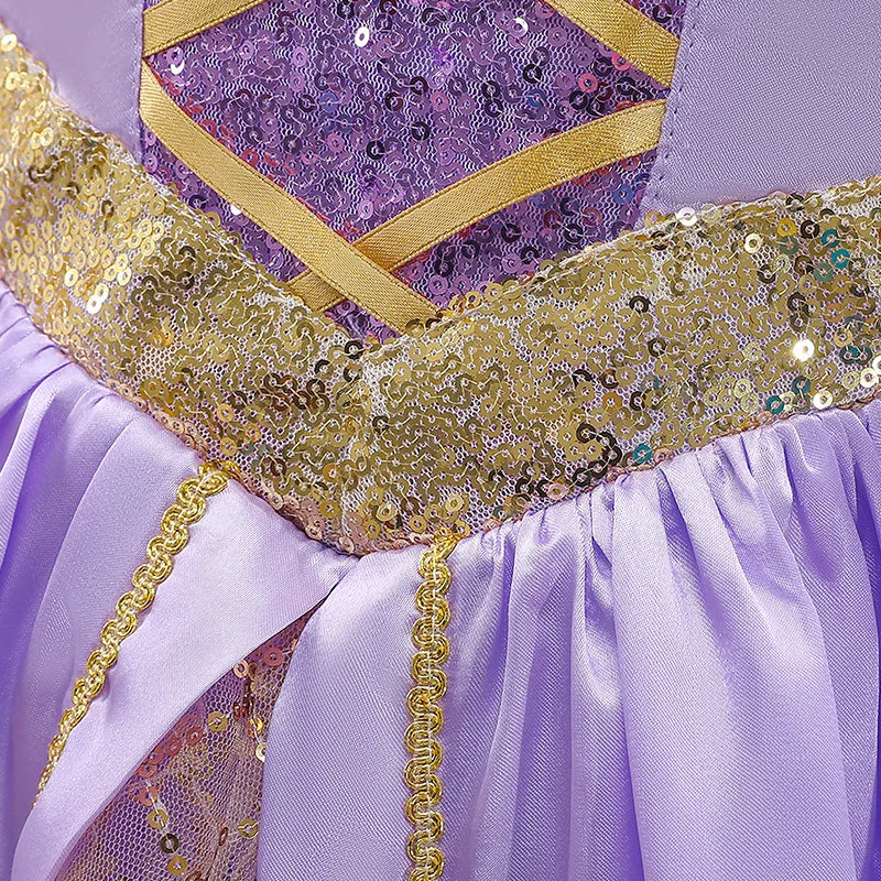 Princess Dress for Girls Tangled Cosplay Costume Kids Halloween Christmas Carnival Birthday Party Fancy Clothes