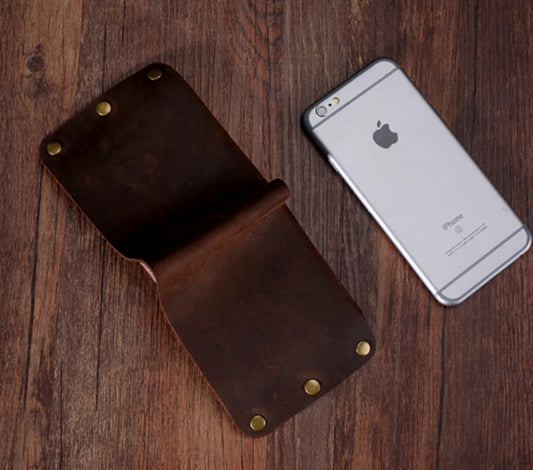 Portefeuille PUNK mode fait main en cuir véritable Crazy Horse pour hommes, pince à billets, portefeuille court, sac à main clouté pour hommes, porte-cartes