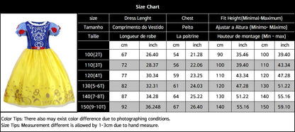 2025 Girls Disney Princess Dress Snow White With Cape Kids Cosplay Halloween Birthday Costumes Children Party Dress 10Y Clothes