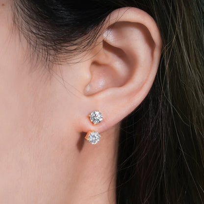2 in 1 Round Bubble Full D Color Moissanite Stud Earrings for Women 925 Silver All Diamond Earring Pierced Ear Fine Jewelry