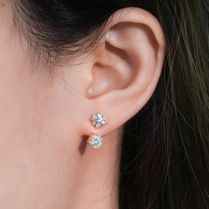2 in 1 Full D Color Moissanite Stud Earrings for Women S925 Silver 4.6cttw All Diamond Earring Pierced Ear Fine Jewelry