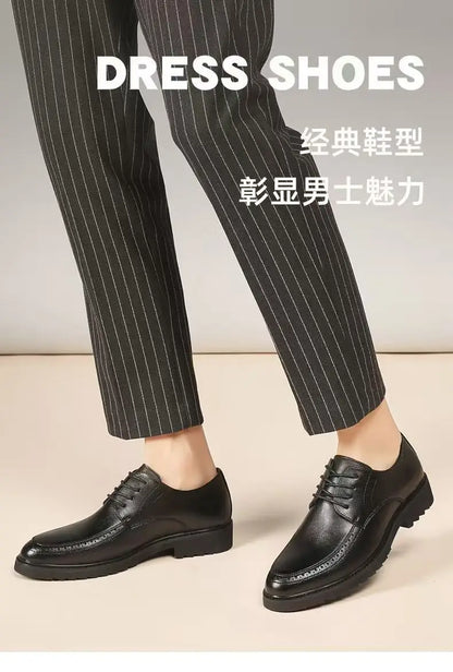 New Lace Designer Black Dress Shoes for Men Spring Autumn Fashion Business Casual Shoes Male Soft Sole Retro Leather Shoe Man