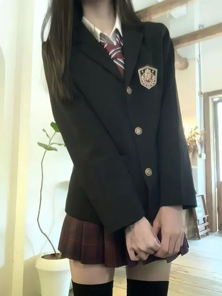 Women's Japanese School Uniform Style Basic Long Sleeve Blazer High Quality Casual Niche Design Spring Autumn Suit Jacket