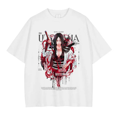 Japan Anime Bleach Aizen Sousuke Graphic Tee Men Oversized Washed Tshirts Manga Casual T Shirt Harajuku Male Cotton T-shirt