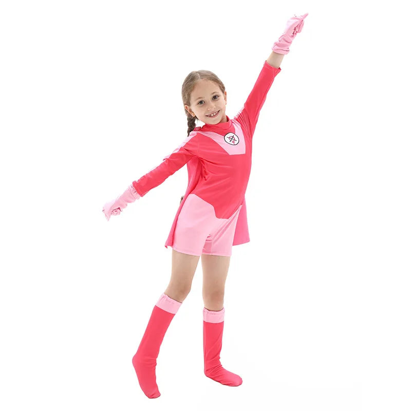 Anime Kids Invincible Costume Boys Omni-man Mark Grayson Cosplay Child Superhero Girls Atom Eve Pink Jumpsuit Halloween Costume