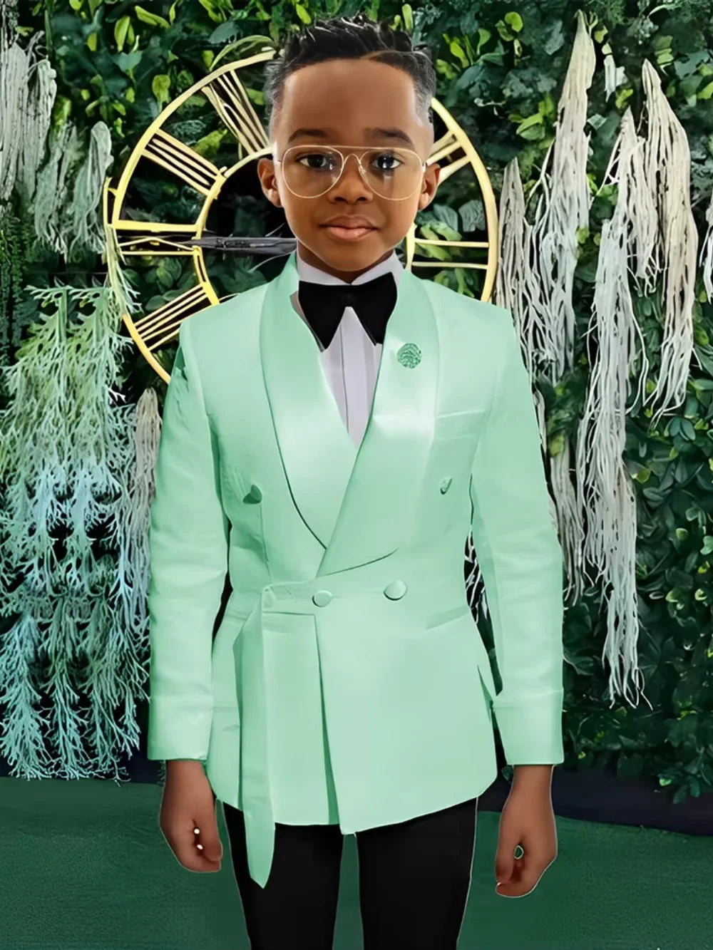 High Quality Boys Shawl Lapel Suits 2 PiecesJacket Pants For Stage Performance Double Breasted Kids Suit Set Wedding Guest Wear