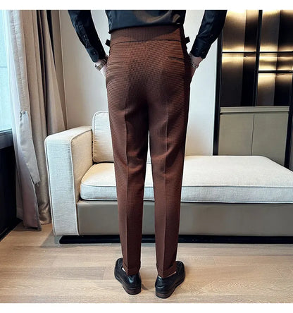 High Waisted Suit Pants for Men 2026 New Solid Color Formal Pantalones Hombre Casual Slim Fit Dress Pants Trousers Men Clothing