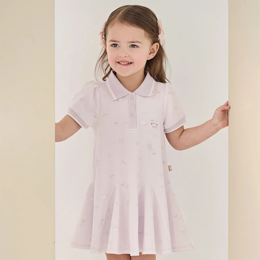 Girls Summer Princess Dress Casual Cute Kids Printed Polo Short Sleeve Dress Formal Party Knitted Clothes DB2262445