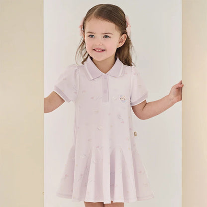 Girls Summer Princess Dress Casual Cute Kids Printed Polo Short Sleeve Dress Formal Party Knitted Clothes DB2262445