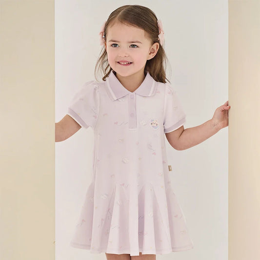 Girls Summer Princess Dress Casual Cute Kids Printed Polo Short Sleeve Dress Formal Party Knitted Clothes DB2262445