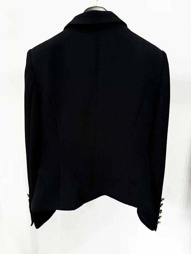 HIGH STREET Newest Fashion 2026 Designer Jacket Women's Slim Fitting Rose Metal Buttons Color Block Blazer