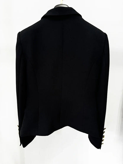HIGH STREET Newest Fashion 2026 Designer Jacket Women's Slim Fitting Rose Metal Buttons Color Block Blazer