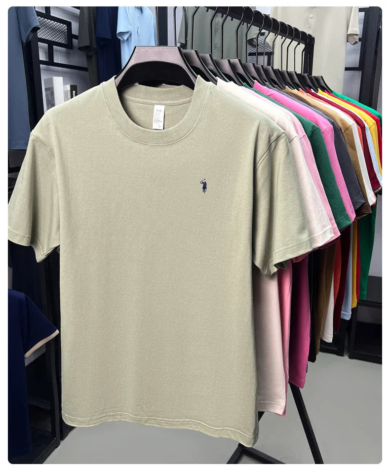 100% cotton high-end short sleeve T-shirt summer designer brand pony embroidery round neck top fashion casual golf men's wear