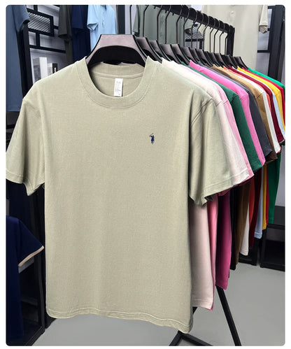 100% cotton high-end short sleeve T-shirt summer designer brand pony embroidery round neck top fashion casual golf men's wear