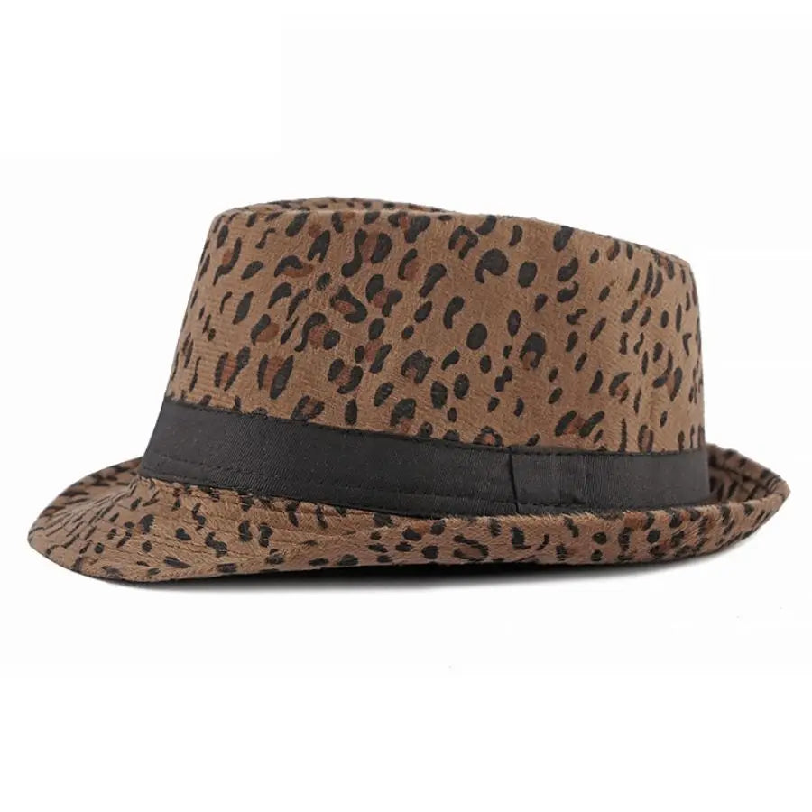 Autumn Winter Women's Fashion Top Hat Sexy Fashion Jazz Hat British Retro Gentleman Hat Men Leopard Animal Fedoras Top Party Hat