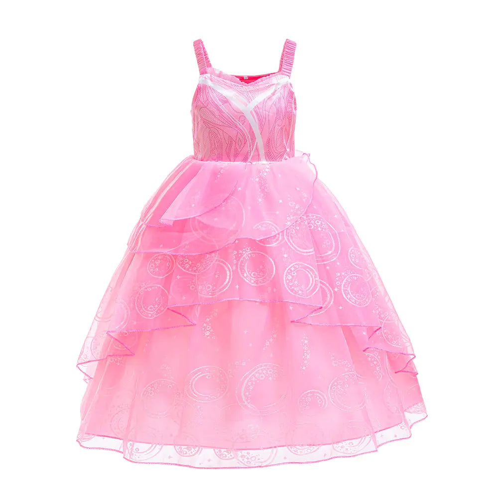 Kids Fairy Glinda Costume Wicked Wizard of Ozland Halloween Girl Cosplay Charming Glinda Kind Witch of North Pink Princess Dress