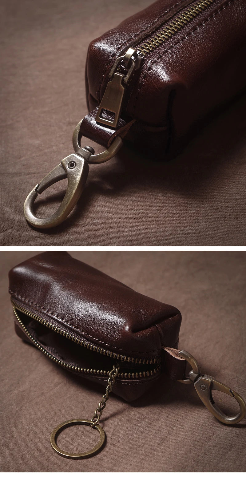 Luxury High Quality Genuine Leather Car Key Vintage Men and Women Waist Hanging Cowhide Key Case Housekeeper Home Organizer
