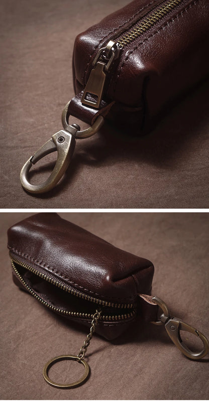 Luxury High Quality Genuine Leather Car Key Vintage Men and Women Waist Hanging Cowhide Key Case Housekeeper Home Organizer