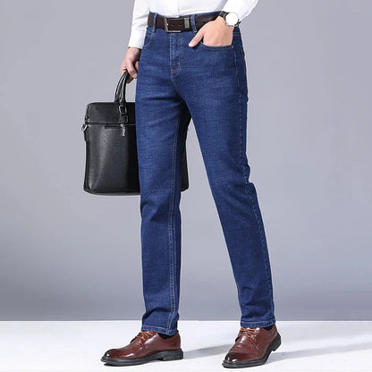 2024 Fashion Men Stretch Loose Straight Jeans Casual Elastic Slim Fit Denim Pants Male Brand Business Trousers Large size 38 40