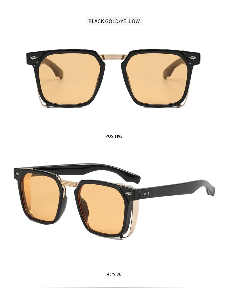 2023 Fashion Punk Sunglasses For Men Vintage Square Steampunk Glasses Luxury Sunglasses Women Trending Sonnenbrille Gafas De Sol
