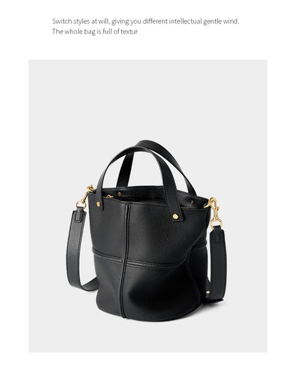 Women Bucket shoulder bag brand design Cowhide ladies handbags and purses genuine leather Tote Bags female messenger Bag Bolsas