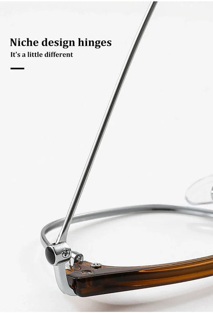 Fashion Vintage Teal Pure Titanium Eyeglasses Men and Women Computer Blue Blocking Myopia Customizable Prescription D8060