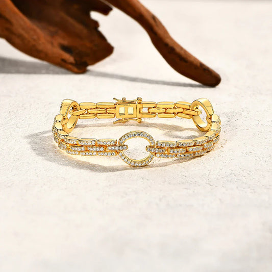 Bracelet de luxe en moissanite avec diamants ronds taillés DVVS1 de 1,2 mm en argent sterling 925 pour femme et homme, bijou de fiançailles, cadeau.