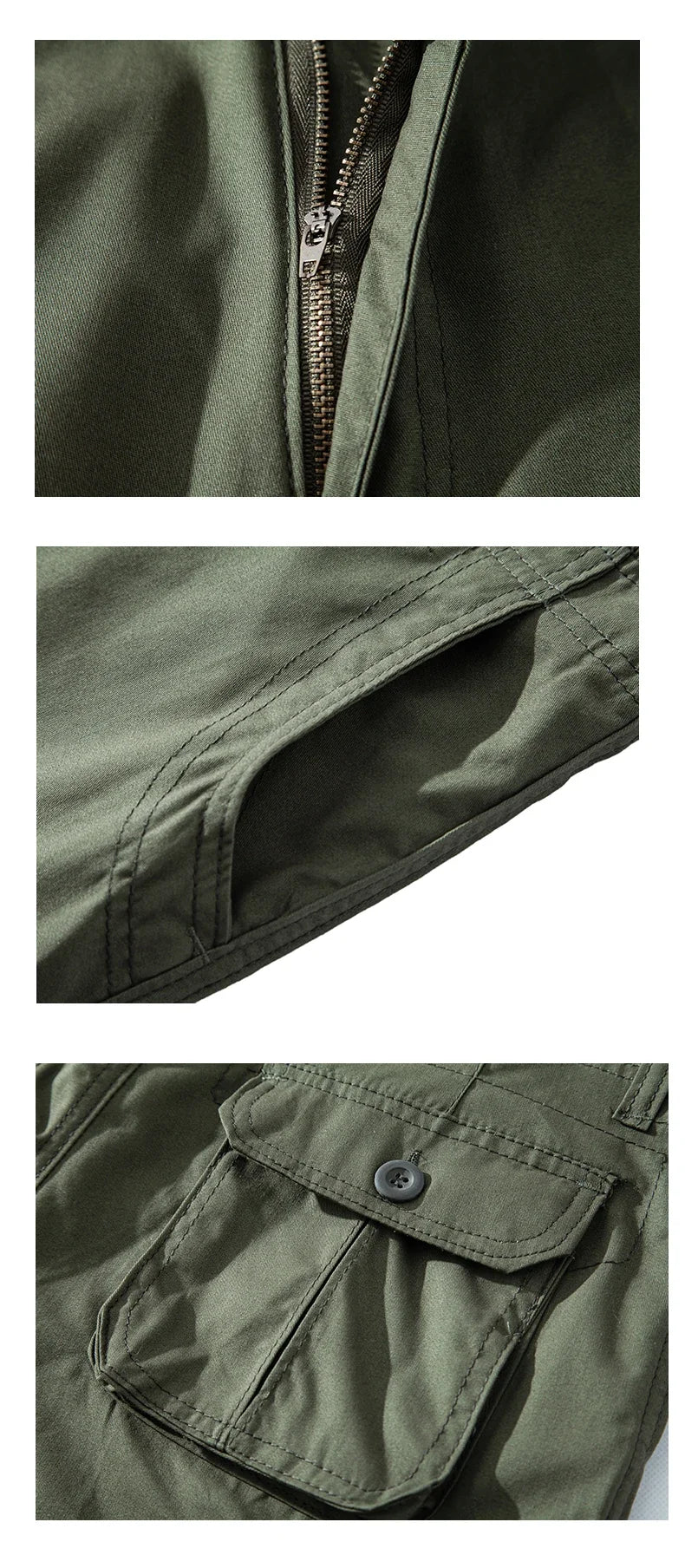 Male Cargo Pants Knee Shorts Classic Summer Shorts Multiple Pockets Large Size Cotton Half Pants Khaki Army Green Shorts