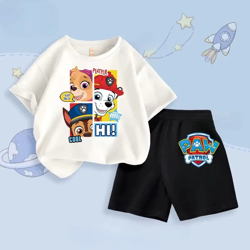 Summer Children's Sets Printed Clothes Boys Girls Kids Short Sleeve Tshirt + Shorts Suits Fashion Casual 2 Pieced Set
