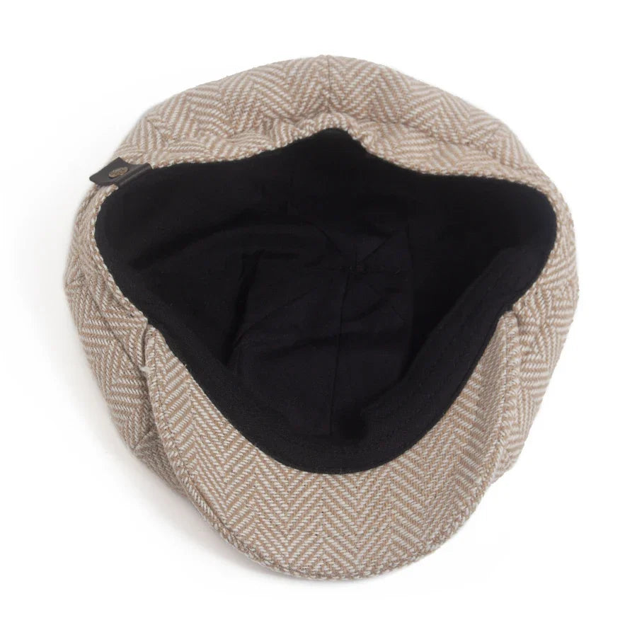 New Retro Herringbone Newsboy Cap For Men Autumn Winter Warm Beret Women Fashion Vintage Hat Hip Hop Female Flat Caps Berets