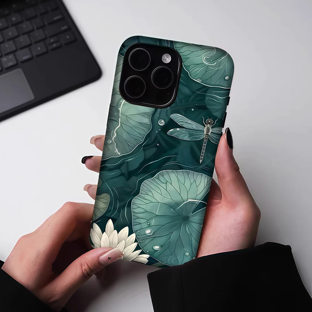 Lotus & Dragonfly Pond for Magnetic Phone Case for IPhone 17 16 15 14 13 Pro Max Plus Single Double-layer Tough Case