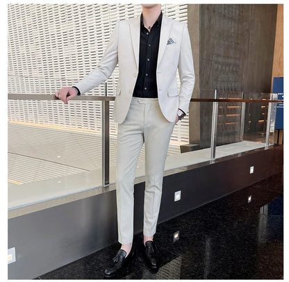 2025 Slim Fit Three-Piece Business Suit Set High-End Korean Style Wedding Groom Party Dress Suit Vest Trousers M-4XL