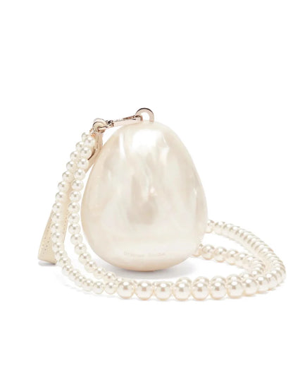 Mini Pearl Bag Crossbody Beaded Necklace Shoulder Handbag Egg Evening Fashion Totebag Women Hand Lady Phone Handbags Small Woman