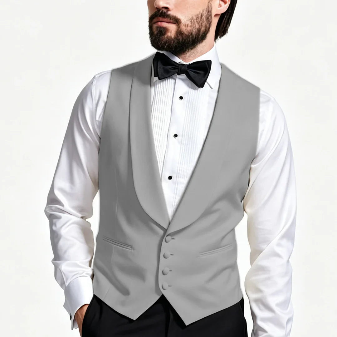 Men Vest Ivory With Lapel Single Breasted Solid Waistcoat For Wedding Banquet Business Work Office Casual Daily Men Suit Vest