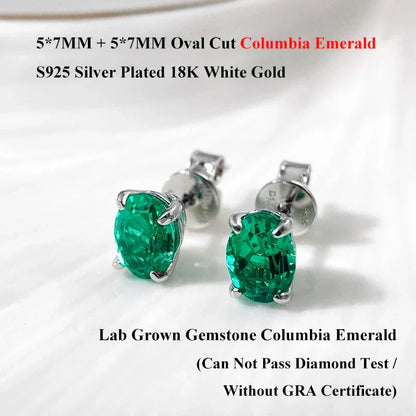 5*7mm Oval Cut Ruby Emerald Moissanite Stud Earrings Lab Grown For Women Man Unisex Gemstone Party 925 Silver Earring Gift
