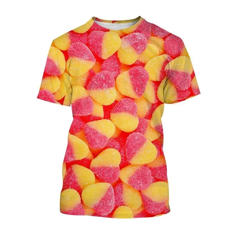 Summer Funny T-Shirts Lollipop Candy 3D Print Streetwear Men Women Casual Oversized Short Sleeve T Shirt Male Tees Tops Clothing