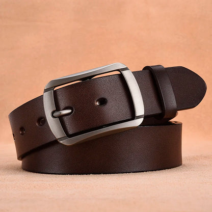Fashionable Men's Square Alloy Pin Buckle PU Belt Suitable for Jeans Casual Pants Fashionable Men's Retro Business Belt