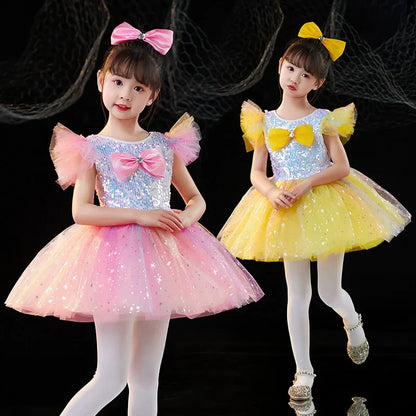 Summer Girl Dress Tutu Stage Ballet Leotards Party Girls Dresses Ballerine Dance Costumes Kids Clothes Princess Outfit Vestidos