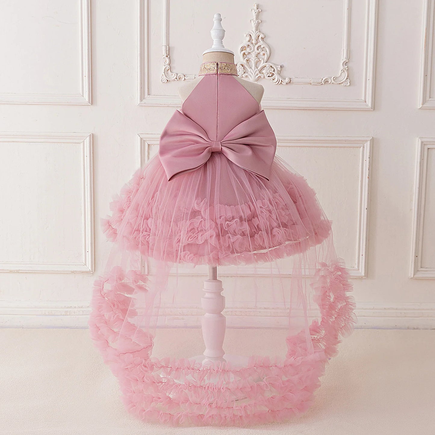Big Bow Sequin Baby Party Girl Dresses Toddler Trailing 1st Bridesmaid Birthday Princess Dress Baby Gala Wedding Evening Costume