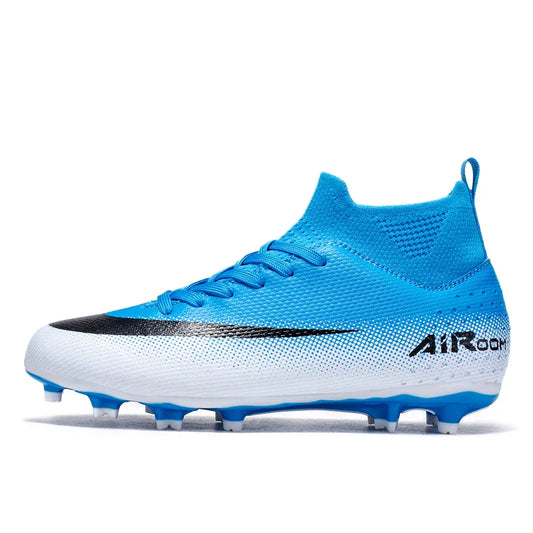 High-Top Leather AG Studded Soccer Cleats, Anti-Slip for Grass Field, Youth & Adult Men Women Training World Cup Style