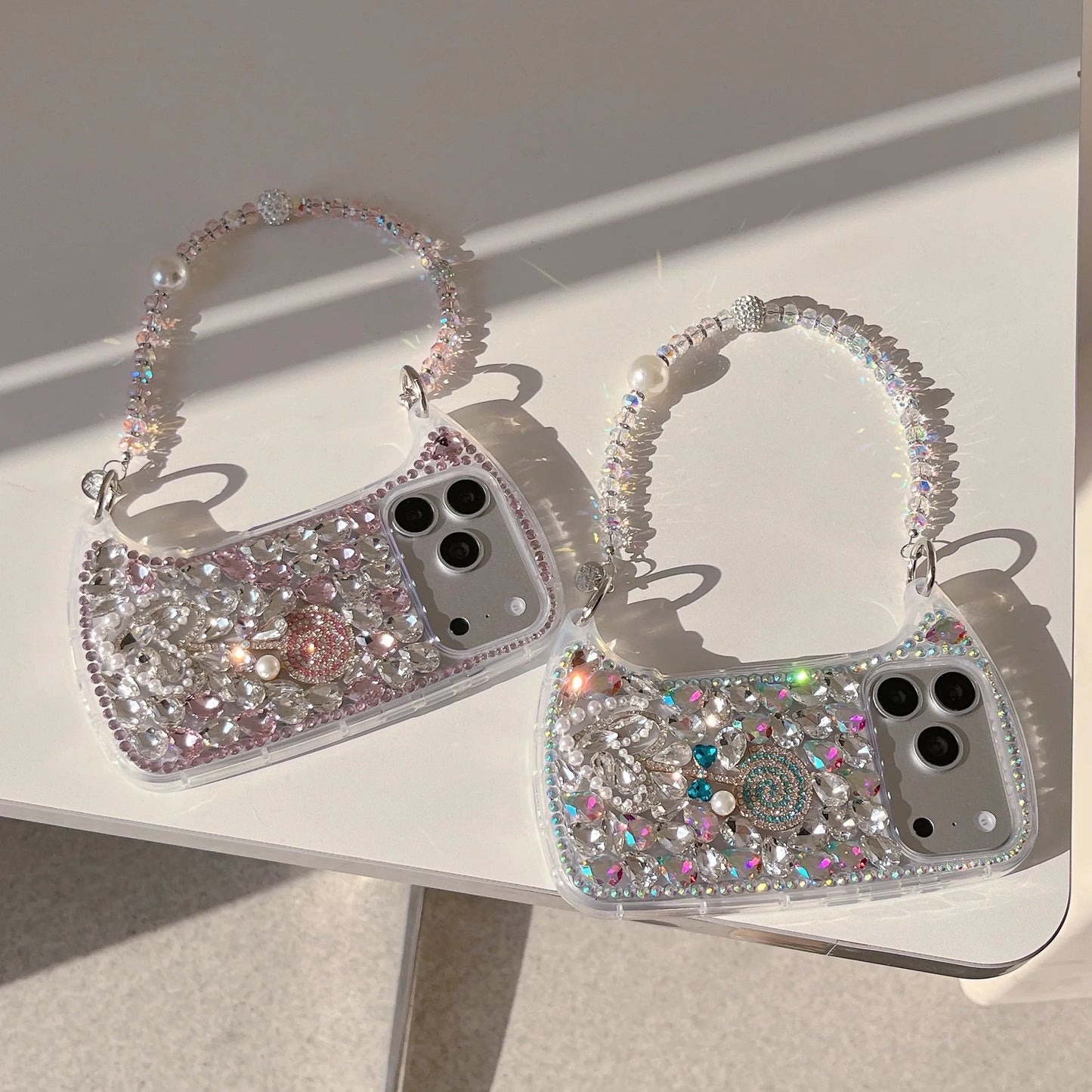 Rhinestone Hand bag Lollipop Design Phone Case For iPhone 17 Pro Max 16 15 14 13 Pro Max 15 14 16 Plus 17Air Fashion Trend Case