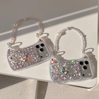 Rhinestone Hand bag Lollipop Design Phone Case For iPhone 17 Pro Max 16 15 14 13 Pro Max 15 14 16 Plus 17Air Fashion Trend Case