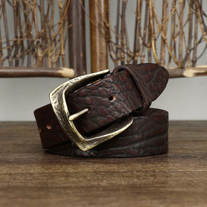 3.8CM Men High Quality Genuine Leather Belt Luxury Copper Buckle Belts Thickening Pure Cowskin Vintage Strap Male Jeans for Man