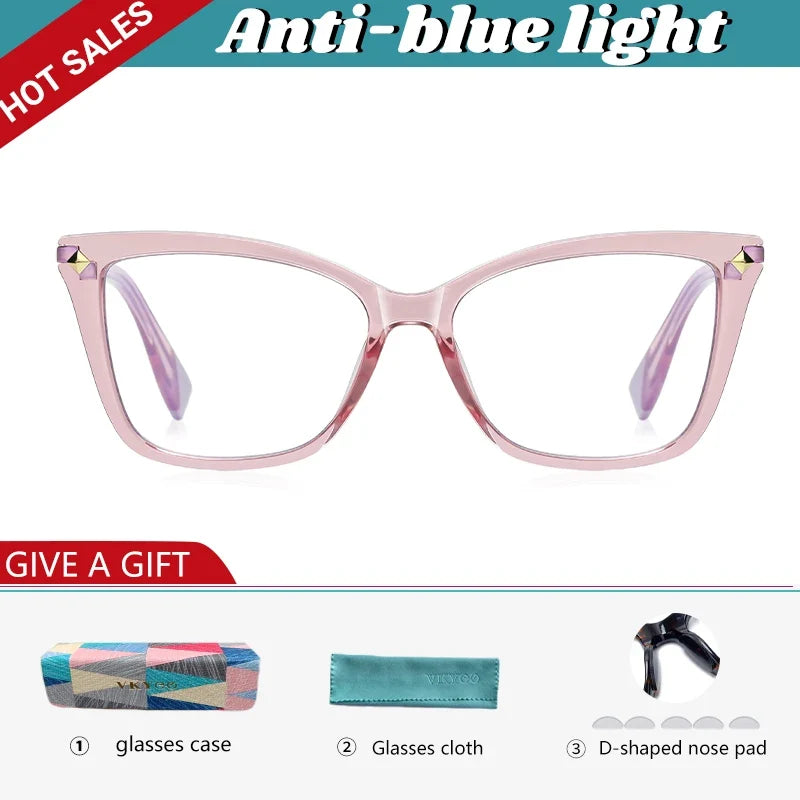 Usual Cat Eye Myopia Prescription Glasses Hyperopia Women Reading CR39 Anti Blue Light Optical Eyeglasses Frame PFD2127