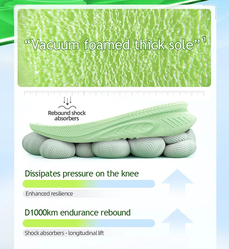 23613 Men Women Summer Lightweight Breathable Running Shoes Shock Absorb Thick Sole High Rebound Wearproof Sports Sneaker